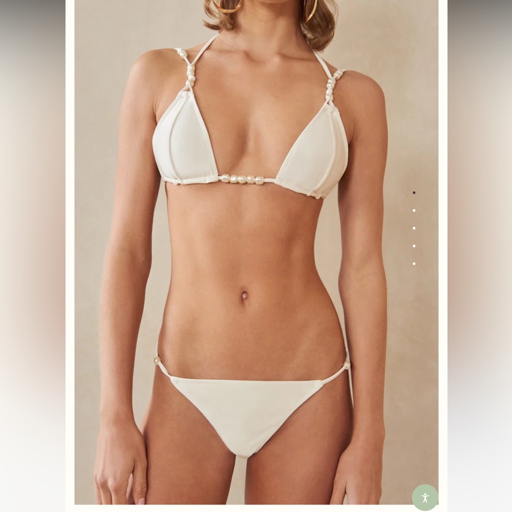 Cult Gaia anoki bikini top and bottoms white with beads